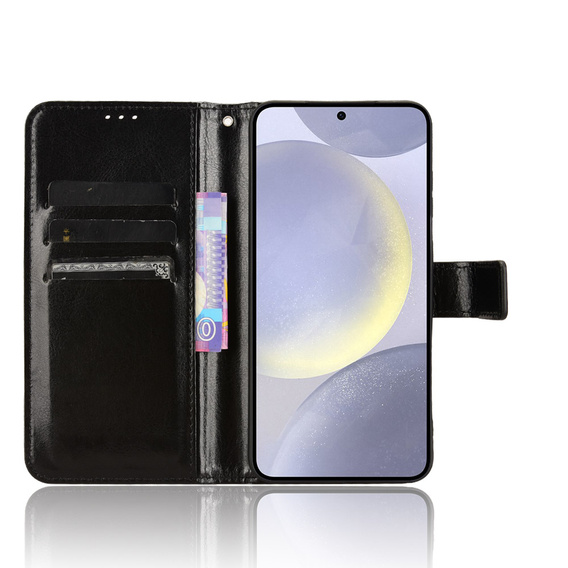 Футляр з клапаном для Samsung Galaxy S25 FE, Crazy Horse Wallet, чорний