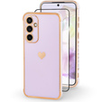 Чохол для Samsung Galaxy A35 5G, Electro heart, фіолетовий + Full Glue Ceramic Glass