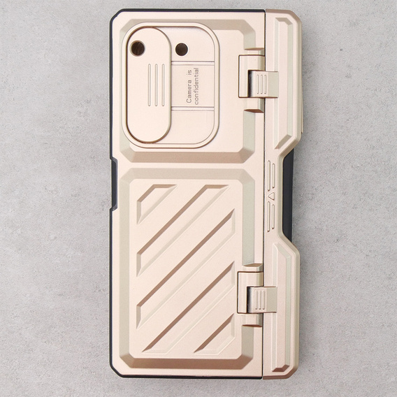 Чохол для Samsung Galaxy Z Fold5 5G, Kickstand case, з підставкою та склом, золотий