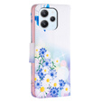 Откидной чехол для Xiaomi Redmi 12 4G, Wallet, butterfly & flowers, белый