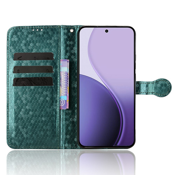 Чехол с откидной крышкой для Oppo Reno 14, Wallet Rhombus, зеленый
