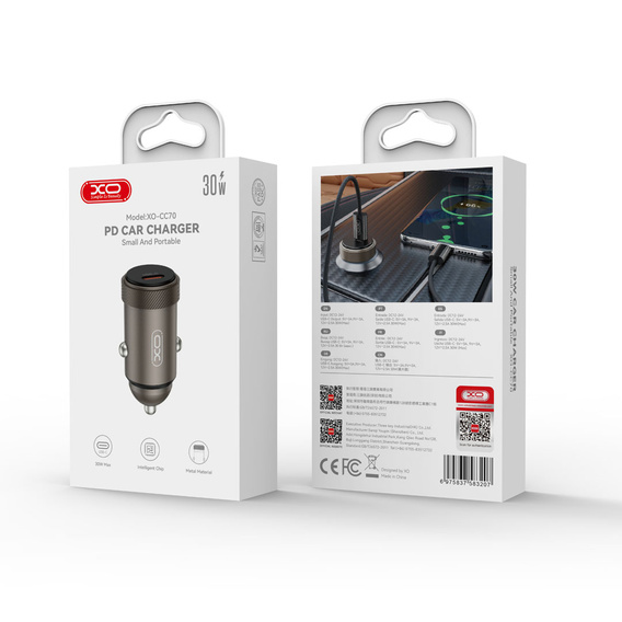 Автомобильное зарядное устройство XO CC70 с портом USB-C PD 30 Вт