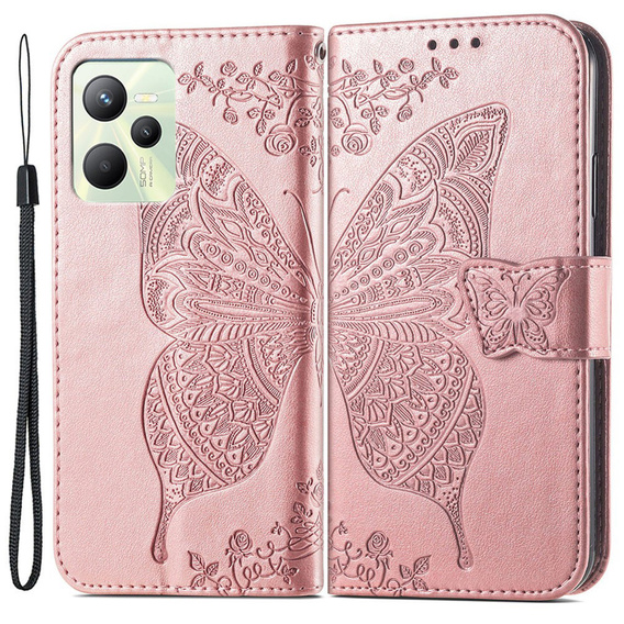 Чохол-книжка для Realme C35, Butterfly, рожевий