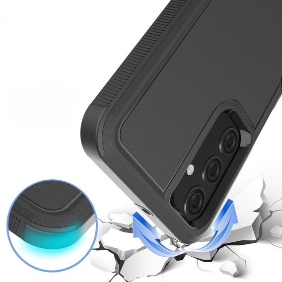 Броньований чохол для Samsung Galaxy A25, двошаровий, чорний + скло 9H