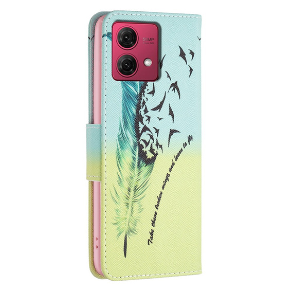 Откидной чехол для Motorola Moto G84 5G, Wallet, feather, синий