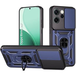 Бронированный чехол для Oppo Reno 14F, с защитой камеры, с подставкой, синий
