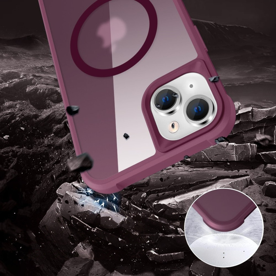 Магнитный чехол Magsafe для iPhone 15 Plus, бордовый