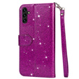 Откидной чехол для Samsung Galaxy A36 5G, Wallet Zipper Pocket Glittery, фиолетовый
