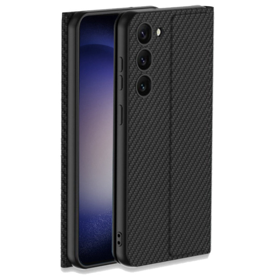 Откидной чехол для Samsung Galaxy S23 Plus, GKK Leather, carbon чёрный