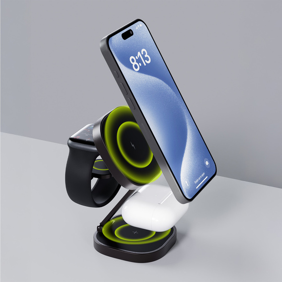 ERBORD 3в1 Бездротовий індуктивний зарядний пристрій з MagSafe для iPhone Apple Watch AirPods