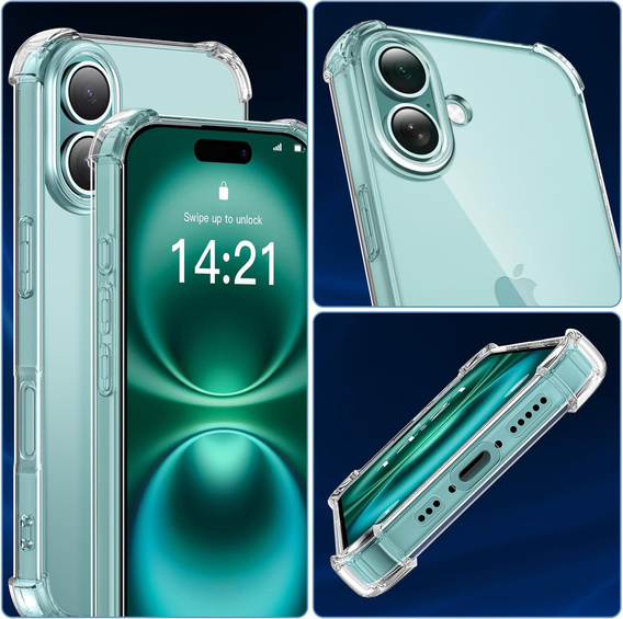 Чехол для iPhone 16, Erbord Dropproof, прозрачный + стекло