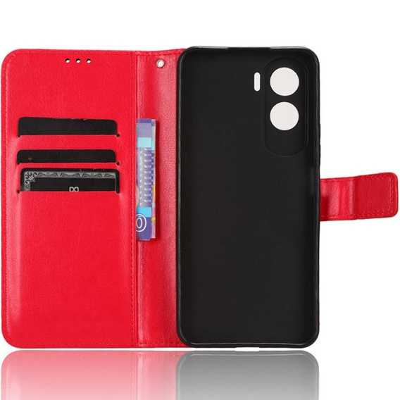 Откидной чехол для Honor 90 Lite 5G, Crazy Horse Wallet, красный