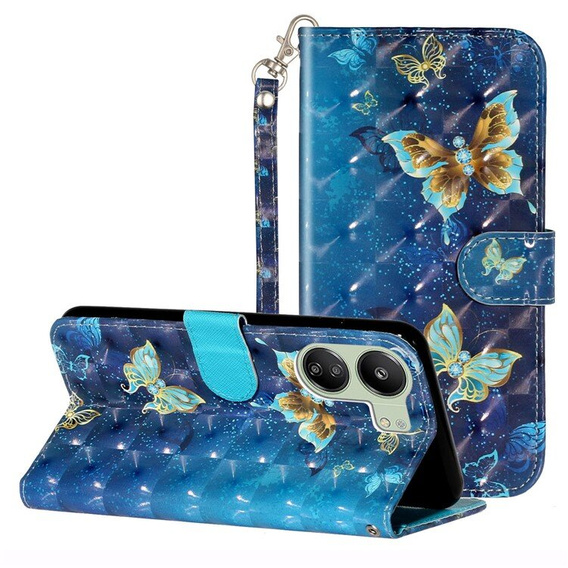 Чохол-книжка для Xiaomi Redmi 13C / Poco C65, Wallet, Butterflies м'яти