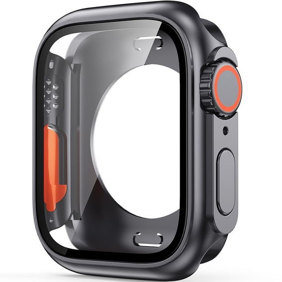 2в1 чехол и защитное стекло для часов Apple Watch 7/8 45MM, Original Black/Orange
