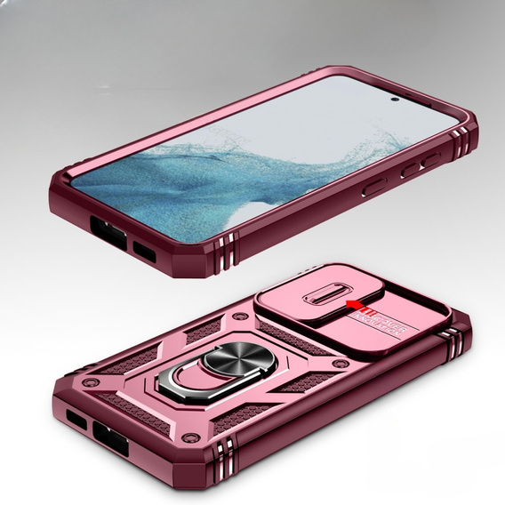 Чехол NOX Camera Slide Samsung Galaxy S23 Plus, CamShield Slide, розовый / красный