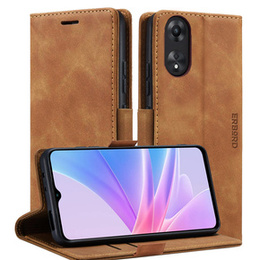Чехол для Oppo A78 5G, ERBORD Vintage, бумажник с клапаном, коричневый