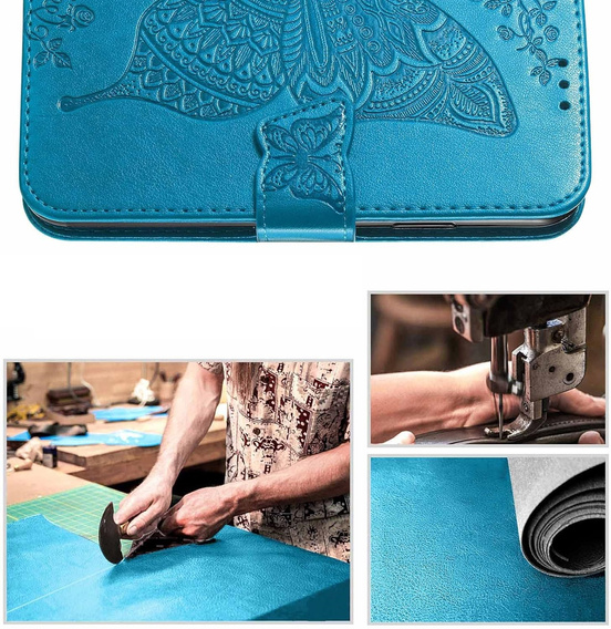 Откидной чехол для Oppo Reno 13F / Oppo Reno 13FS, Butterfly, синий