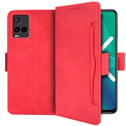 Футляр з клапаном для Vivo Y21/Y21s/Y33s, Card Slot, червоний