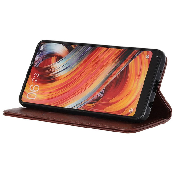 Флип-кейс для Xiaomi Poco F6, Split Leather, коричневый