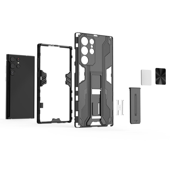 Чехол до Samsung Galaxy S22 Ultra 5G, Military kickstand, чёрный