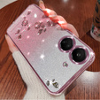 Чохол для Xiaomi Redmi 13C / Poco C65, Glitter Flower, рожевий rose gold