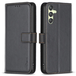 Откидной чехол для Samsung Galaxy A25 5G, BINFEN Wallet, чёрный + 9H стекло