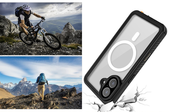 Чохол Redpepper для iPhone 17, водонепроникний, IP68, для MagSafe, прозорий з чорними боками