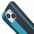 Чохол для iPhone 13, Carbon Fiber MagSafe, чорний / синій