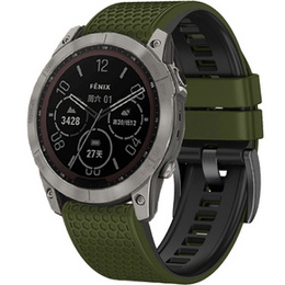 Силиконовый ремешок для Garmin Fenix 7 / Forerunner 965 / 955 / 945 / 935, зелёная / черный