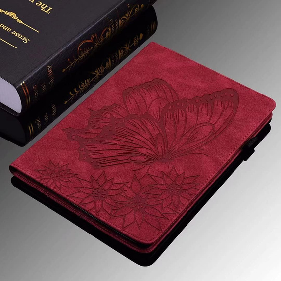 Чoхол до Lenovo Tab M9, Wallet Pen Slot, butterflies, коричневий