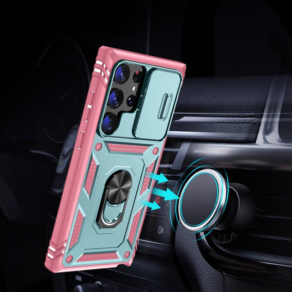 Чохол NOX Camera Slide Samsung Galaxy S23 Ultra, CamShield Slide, зелений / рожевий