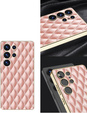 Чехол для Samsung Galaxy S25 Ultra, Leather Rhombus, розовый