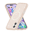 Чехол для iPhone 17, для MagSafe, глиттер, полупрозрачное золото