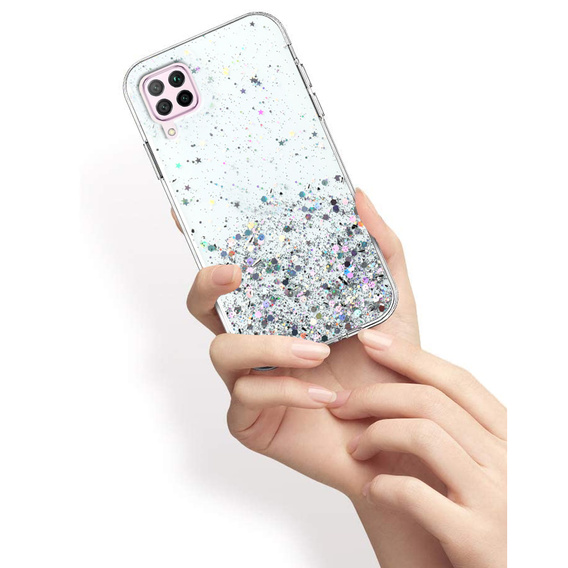 Чехол до Huawei P40 Lite, Glittery, прозрачный