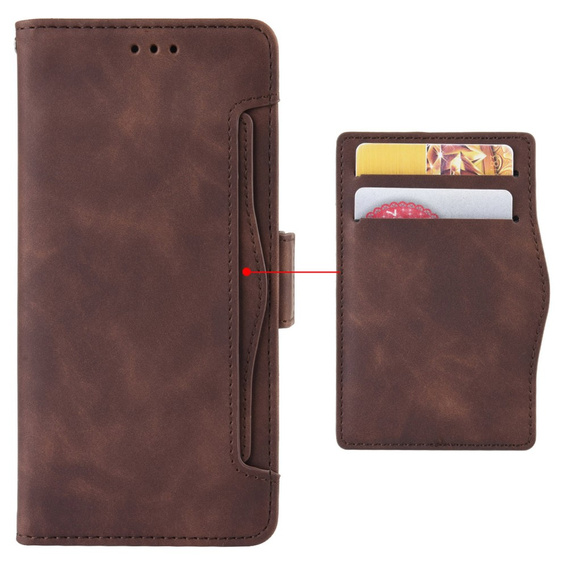 Откидной чехол для Xiaomi Redmi Note 13 Pro+, Card Slot, коричневый
