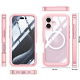 Чохол для iPhone 16, Shockproof, зі склом, для MagSafe, рожевий