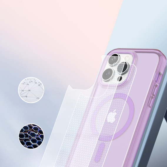 Чехол для iPhone 16 Pro, Shockproof Hybrid, с пленкой на экран, для MagSafe, фиолетовый
