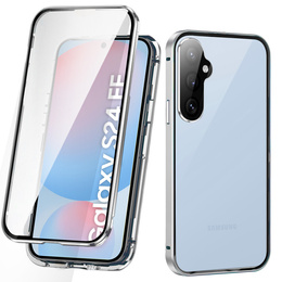 Чехол для Samsung Galaxy S24 FE, Magnetic Dual Glass, серебряный