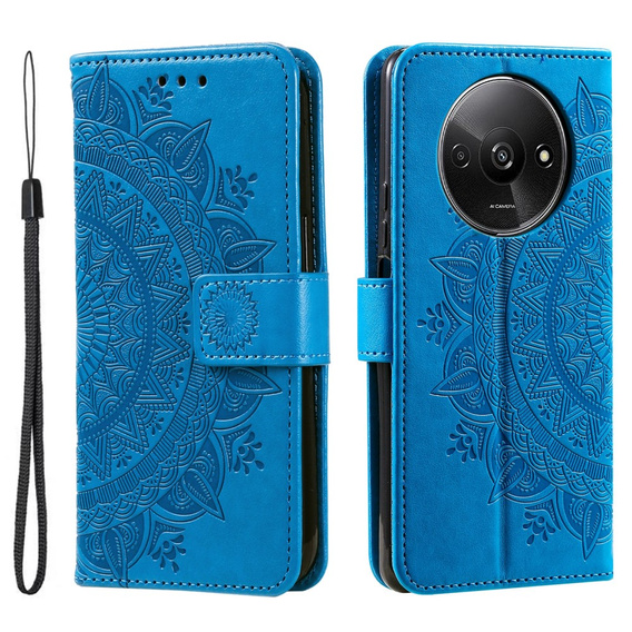 Откидной чехол для Xiaomi Redmi A3, Mandala, синий