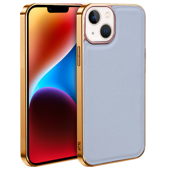 Чехол до iPhone 14 Plus, Cowhide Leather, серый