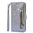 Откидной чехол для Xiaomi Redmi Note 8 Pro, Wallet Zippered, серебряный
