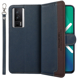 Чохол-книжка для Poco F5 Pro 5G, KHAZNEH RFID, синій / коричневий