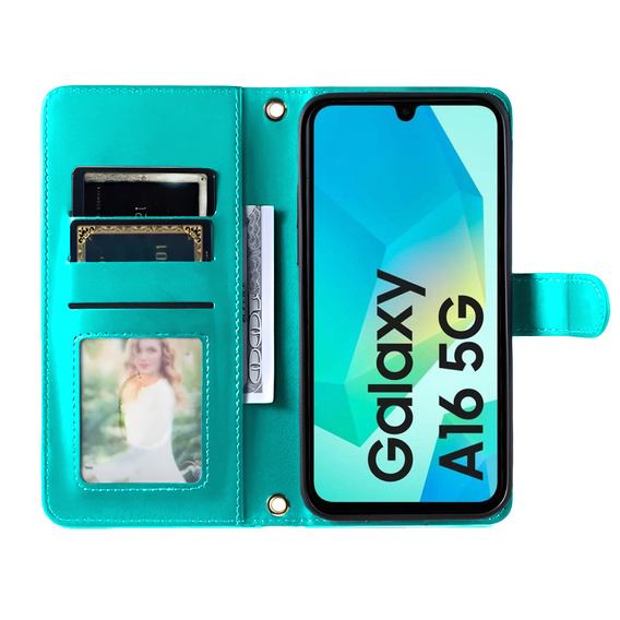 чехол-крышка для Samsung Galaxy A16, Rhombus Crossbody Leather, зелёный