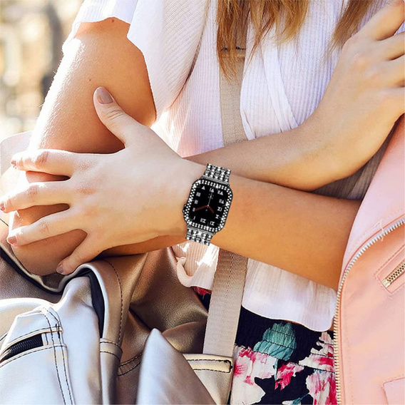 Металический браслет с чехлом для часов Apple Watch 4/5/6/SE 44mm, Black