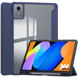Чехол для Lenovo Idea Tab 11" 2025 TB336FU TB336ZU, с прозрачной задней стенкой и держателем для стилуса, темно-синий