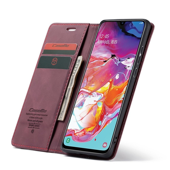 Чехол CASEME для Samsung Galaxy A70, Leather Wallet Case, бордовый