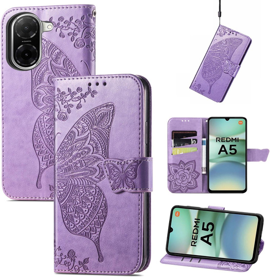 Чохол-книжка для Xiaomi Redmi A5, Butterfly, фіолетовий