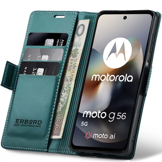 ERBORD Глянцевий гаманець Litchi з клапаном для Motorola Moto G56 5G