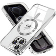 Чехол для iPhone 12 Pro, Electro MagSafe, серебряный + стекло для экрана