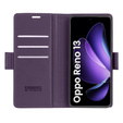 Чохол для Oppo Reno 13, ERBORD Glossy Litchi, гаманець з клапаном, фіолетовий